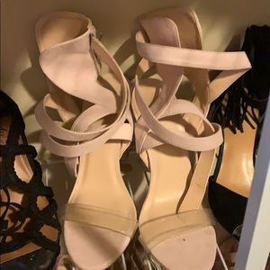 Tan Sandals with clear heel